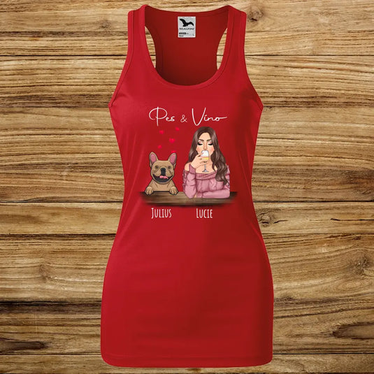Dámské Funkční Tílko se psem - Víno