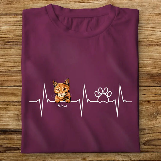 Dámské Tričko s kočkou - HeartBeat