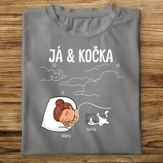 Dámské Tričko s kočkou - Spací tričko