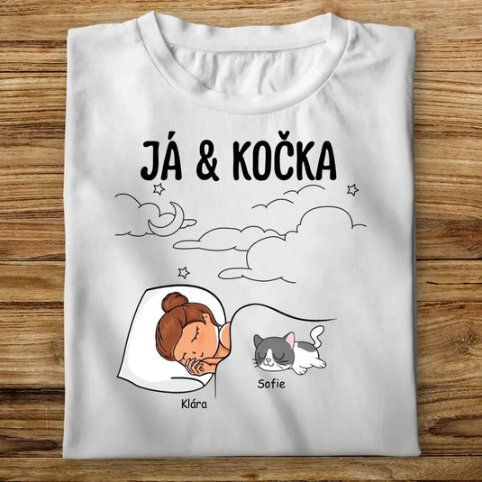 Dámské Tričko s kočkou - Spací tričko