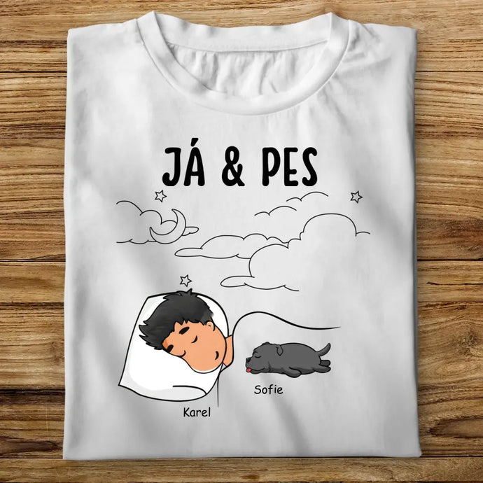 Dětské tričko se psem - Spící kluk