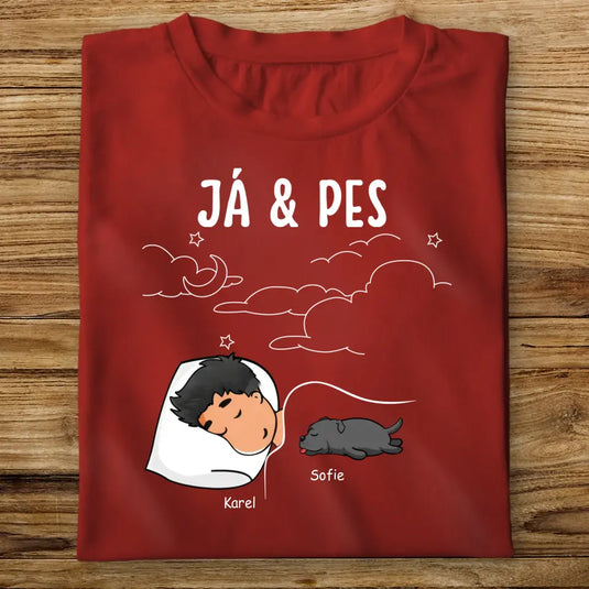 Dětské tričko se psem - Spící kluk