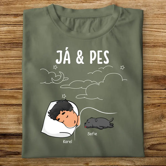 Dětské tričko se psem - Spící kluk