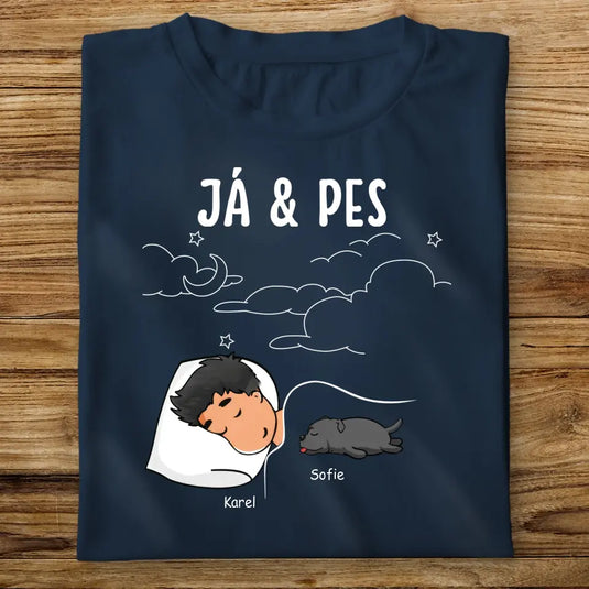 Dětské tričko se psem - Spící kluk