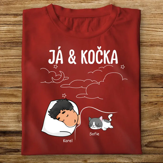 Dětské tričko s kočkou - Spící kluk