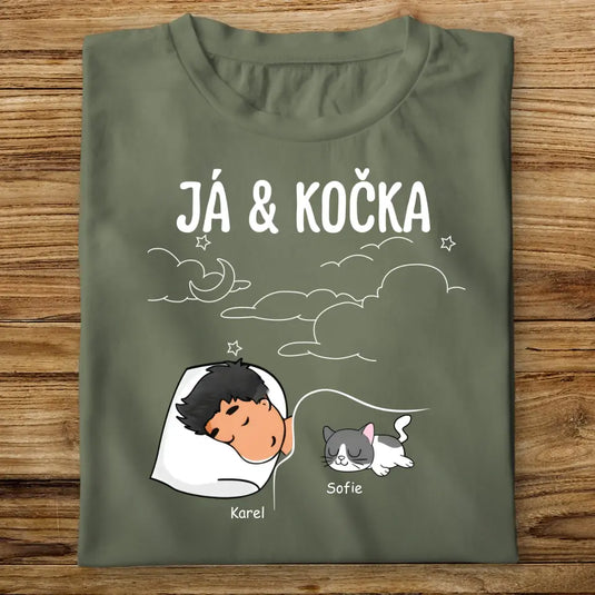 Dětské tričko s kočkou - Spící kluk