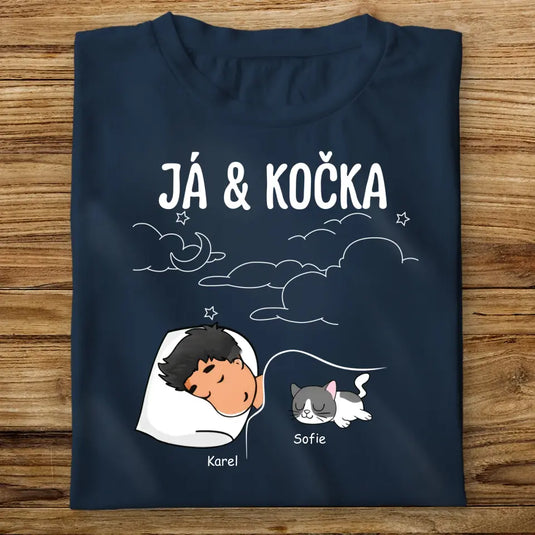 Dětské tričko s kočkou - Spící kluk
