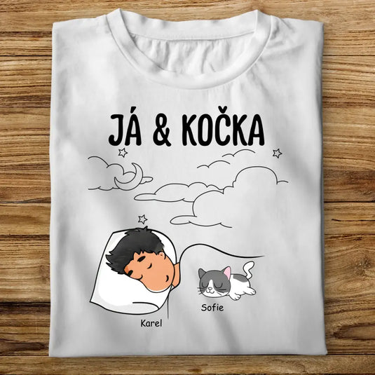 Dětské tričko s kočkou - Spící kluk