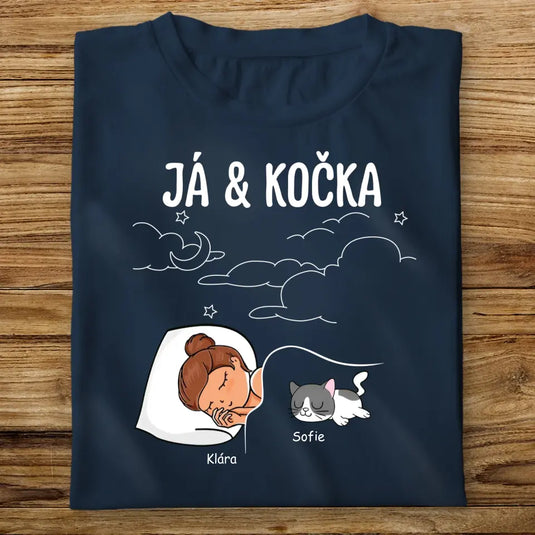 Dětské tričko s kočkou - Spící holka