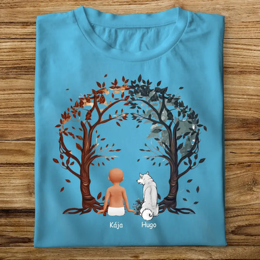 Dětské tričko se psem - Stromy