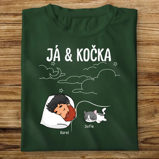 Pánské Tričko s kočkou - Spací tričko