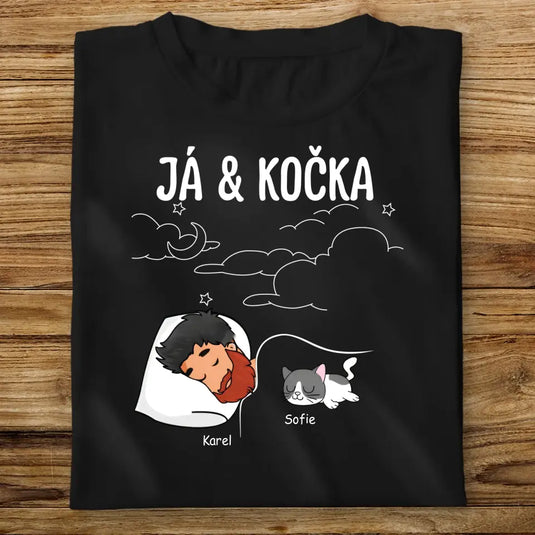 Pánské Tričko s kočkou - Spací tričko