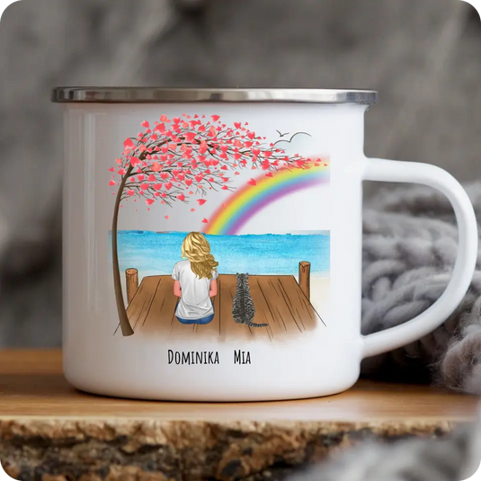 Hrníček - Dívka s kočkou