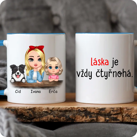 Hrníček - Chibi žena a dítě se psem