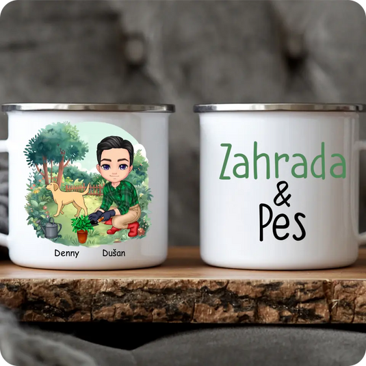 Hrníček - Zahradník se psem