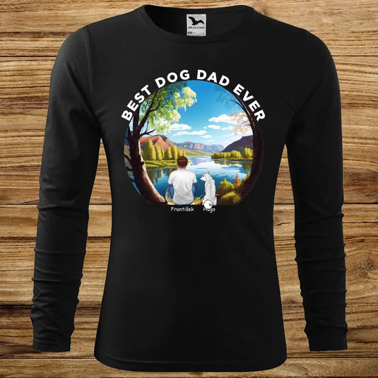Pánské tričko se psem - Dlouhý rukáv - Výhled