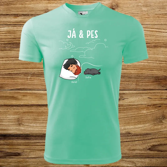 Pánské Funkční tričko se psem - Spící muž