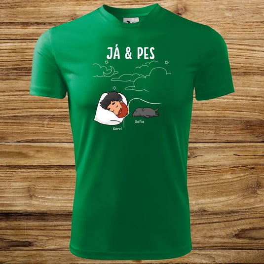 Pánské Funkční tričko se psem - Spící muž