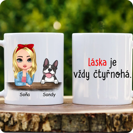 Hrníček - Chibi žena se psem