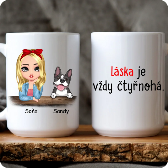 Hrníček - Chibi žena se psem