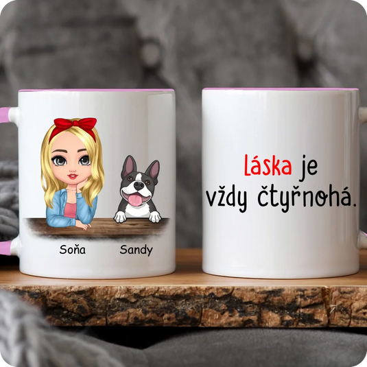 Hrníček - Chibi žena se psem