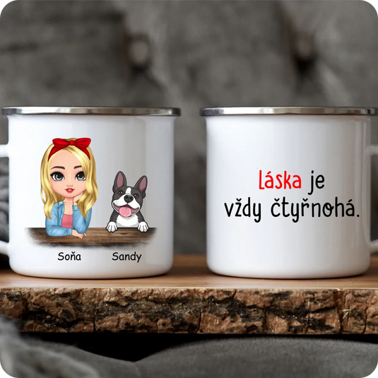 Hrníček - Chibi žena se psem