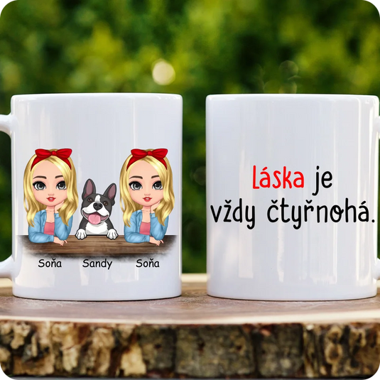 Hrníček - Chibi ženy se psem