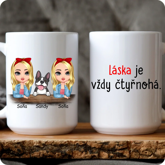 Hrníček - Chibi ženy se psem