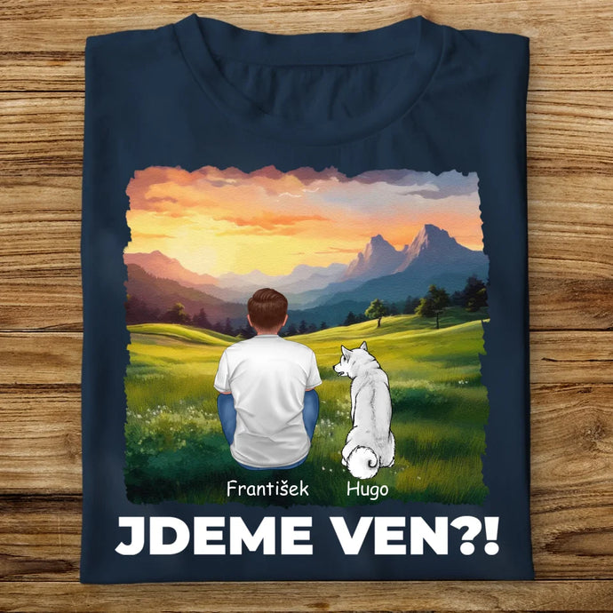 Pánské tričko se psem - Jdeme Ven Hory