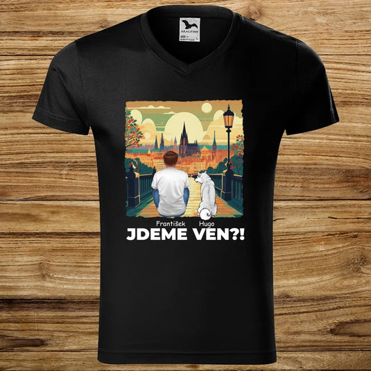 Pánské tričko se psem - Jdeme Ven Město zelené