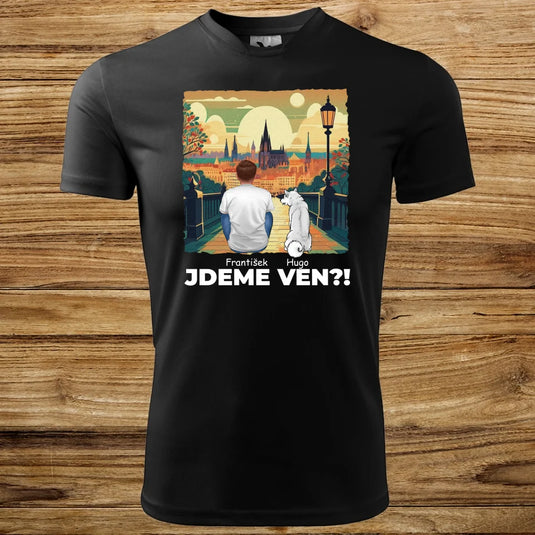 Pánské Funkční tričko se psem - Jdeme Ven Město zelené