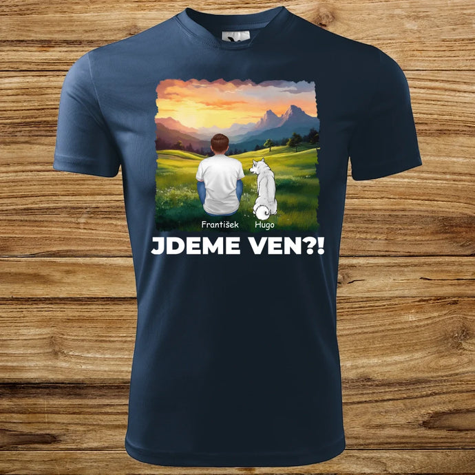 Pánské Funkční tričko se psem - Jdeme Ven Hory