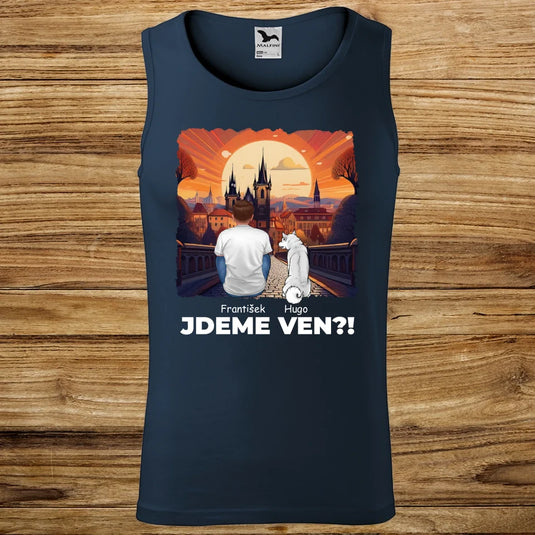 Pánské Tílko se psem - Jdeme Ven Město červené