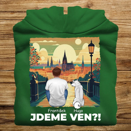 Pánská Mikina se psem - Jdeme Ven Město zelené