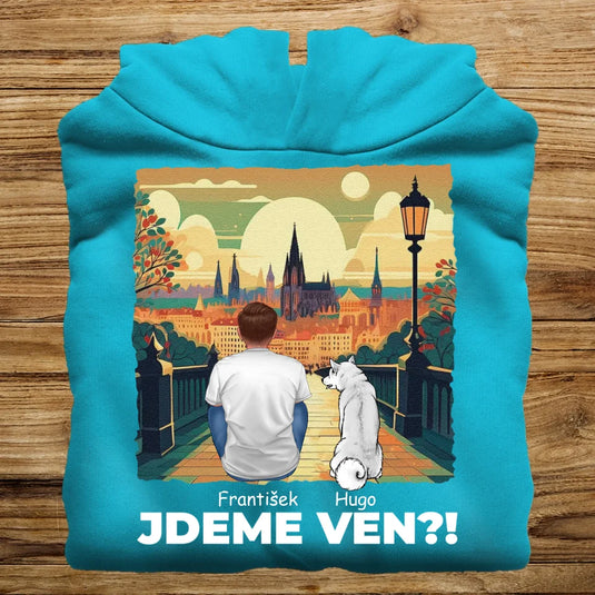 Pánská Mikina se psem - Jdeme Ven Město zelené