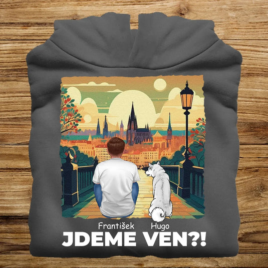 Pánská Mikina se psem - Jdeme Ven Město zelené