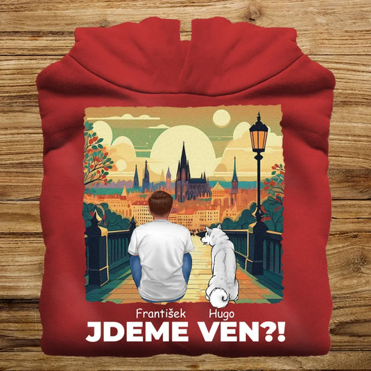 Pánská Mikina se psem - Jdeme Ven Město zelené