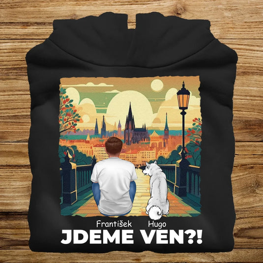 Pánská Mikina se psem - Jdeme Ven Město zelené