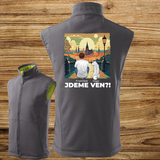 Pánská Vesta se psem - Jdeme Ven Město zelené