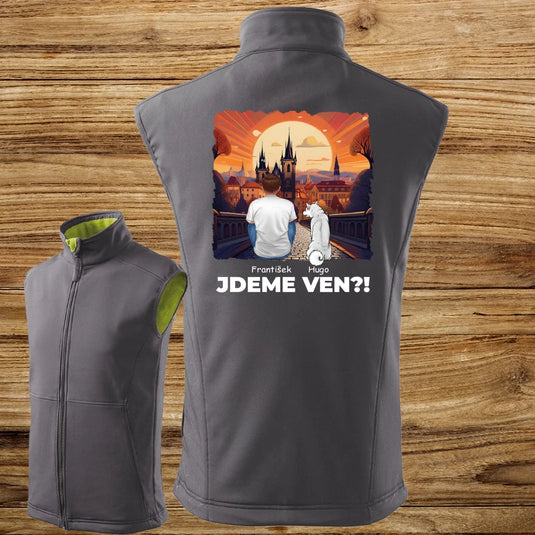 Pánská Vesta se psem - Jdeme Ven Město červené