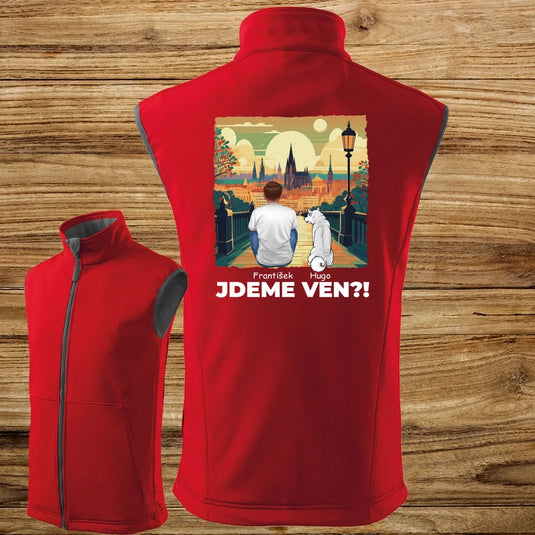 Pánská Vesta se psem - Jdeme Ven Město zelené