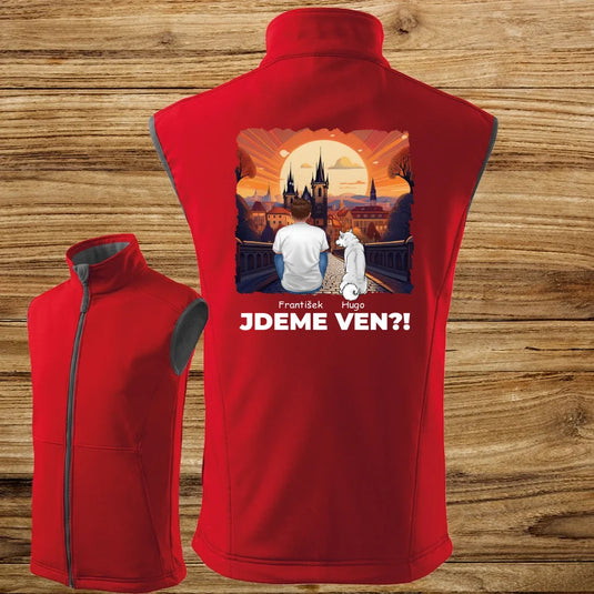Pánská Vesta se psem - Jdeme Ven Město červené
