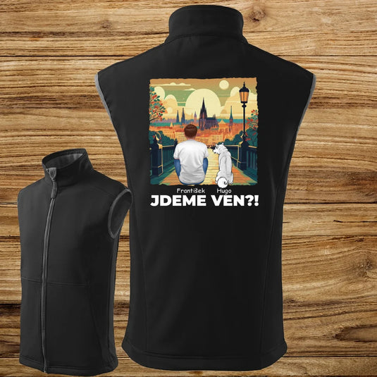 Pánská Vesta se psem - Jdeme Ven Město zelené