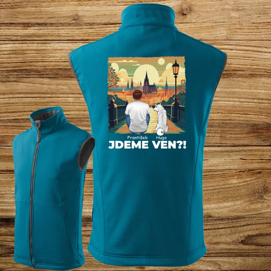 Pánská Vesta se psem - Jdeme Ven Město zelené