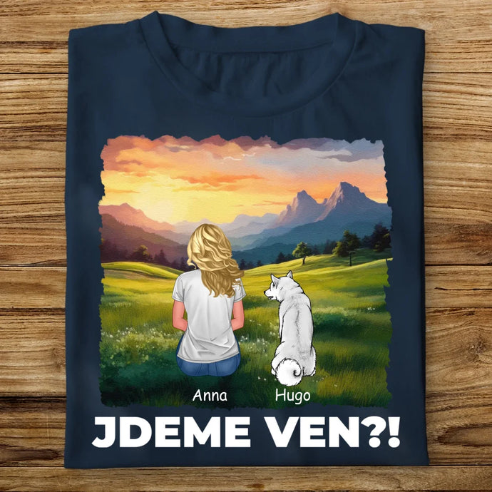 Dámské tričko se psem - Jdeme Ven Hory