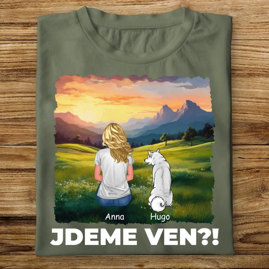 Dámské tričko se psem - Jdeme Ven Hory
