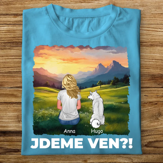 Dámské tričko se psem - Jdeme Ven Hory