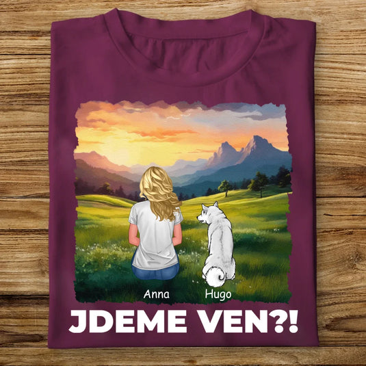 Dámské tričko se psem - Jdeme Ven Hory