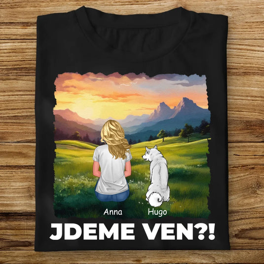Dámské tričko se psem - Jdeme Ven Hory