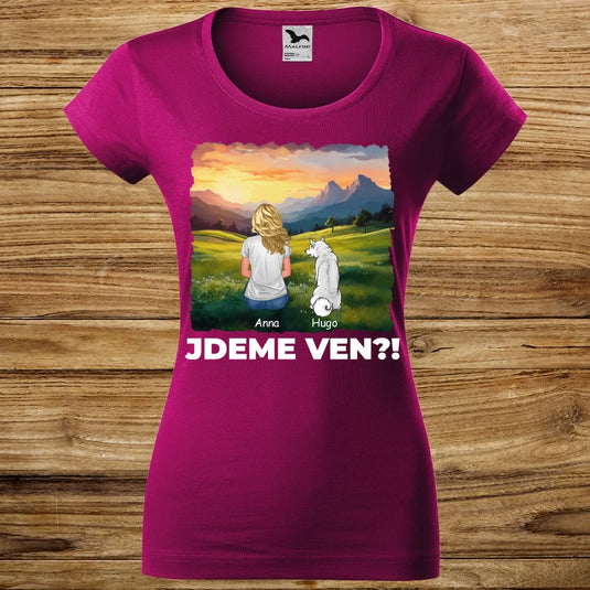 Dámské tričko se psem - Jdeme Ven Hory